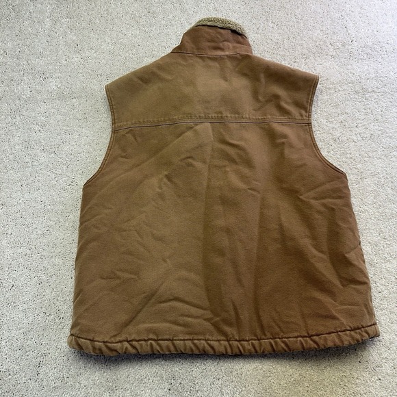 Sorel Mens Vest XL Sherpa Lined Brown Heavy Duck Canvas Chore Work Zip Up - Picture 6 of 8